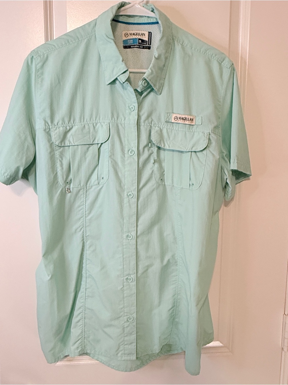 PtP 23” Outdoors Fish Gear Mint Green Fishing Shirt XL | Moisture Wicking